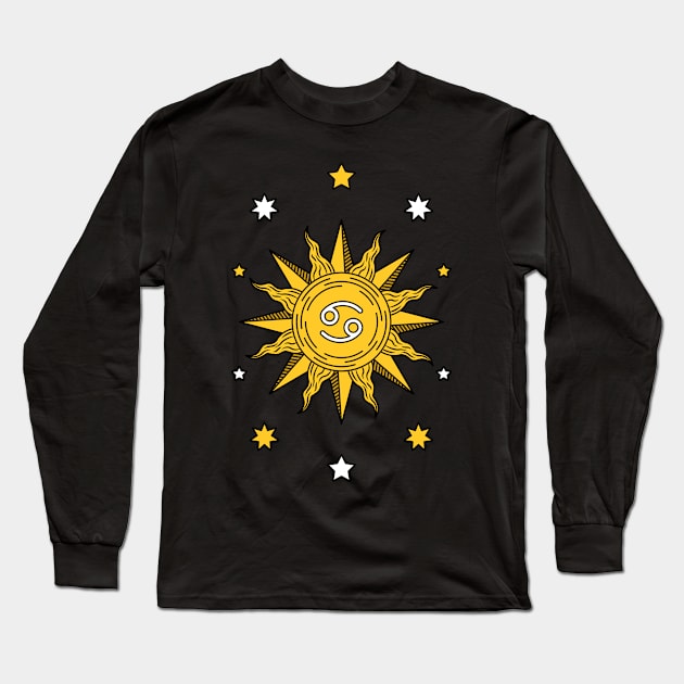 Cancer Sun - Astrology Zodiac Sign - Born in June and July Birthday Gift - Moon Lunar Tarot Card Long Sleeve T-Shirt by Ranggasme